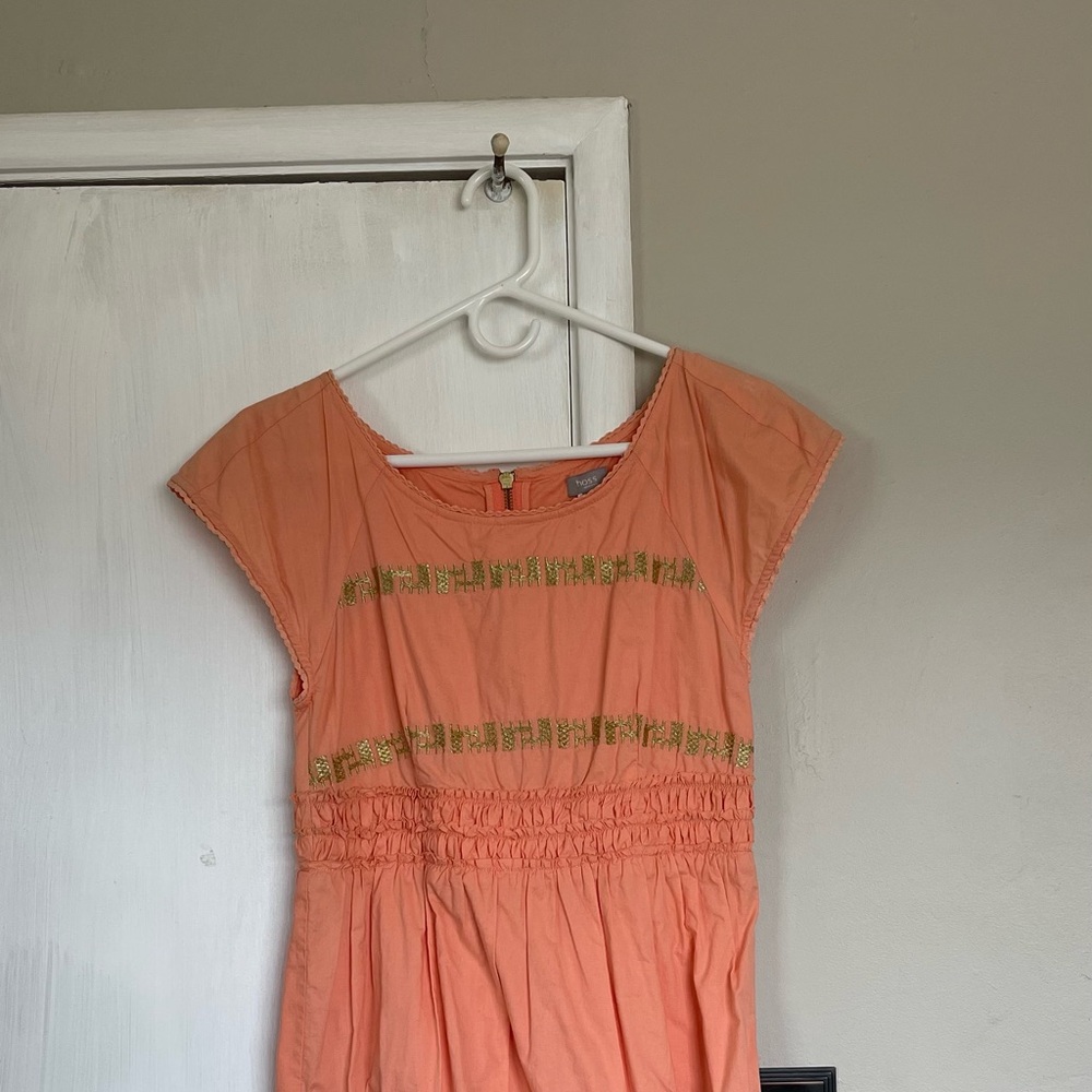 Anthropologie Orange Dress with Gold Accents